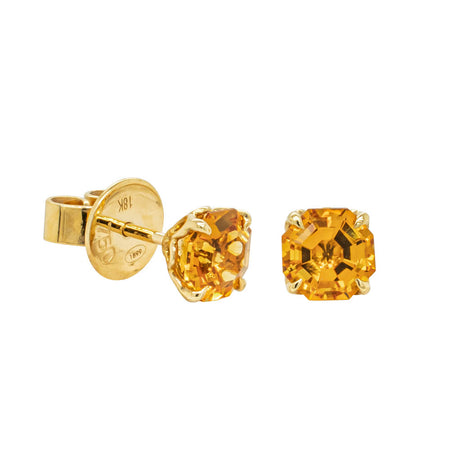 18ct Yellow Gold Citrine Octavia Stud Earrings-Earrings-Walker & Hall