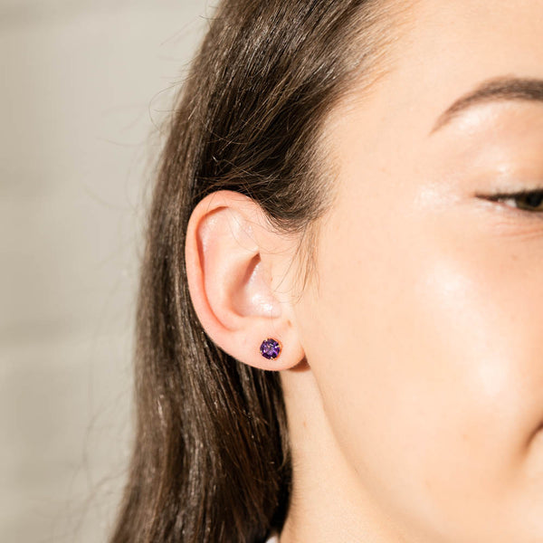18ct Rose Gold Amethyst Octavia Stud Earrings - Earrings - Walker & Hall