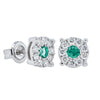9ct White Gold Emerald & Diamond Galaxy Studs - Earrings - Walker & Hall