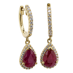 18ct Yellow Gold 2.12ct Ruby & Diamond Earrings - Walker & Hall