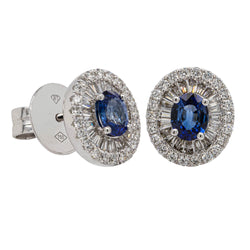 18ct White Gold .82ct Sapphire & Diamond Earrings - Walker & Hall