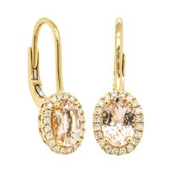18ct Yellow Gold 1.48ct Morganite & Diamond Mini Sierra Earrings - Walker & Hall
