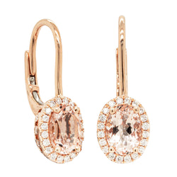 18ct Rose Gold 1.67ct Morganite & Diamond Mini Sierra Earrings - Walker & Hall