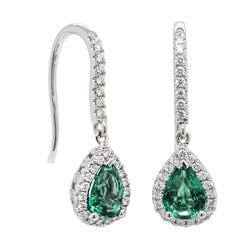 18ct White Gold 1.12ct Emerald & Diamond Mini Sierra Earrings - Walker & Hall