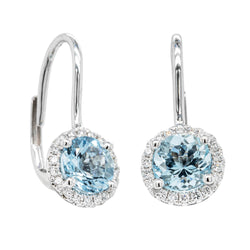 18ct White Gold 1.67ct Aquamarine & Diamond Drop Earrings - Walker & Hall