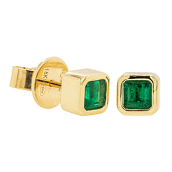 18ct Yellow Gold .64ct Emerald Earrings - Walker & Hall