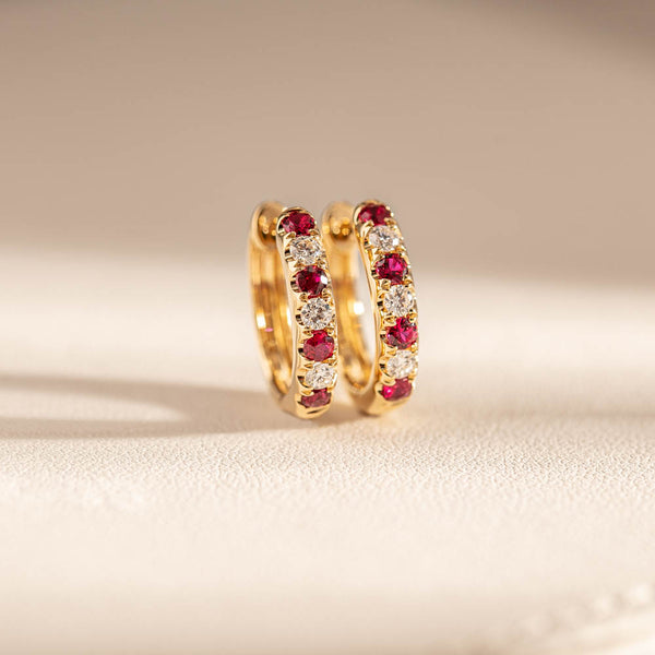 18ct Yellow Gold .40ct Ruby & Diamond Meridien Earrings - Earrings - Walker & Hall