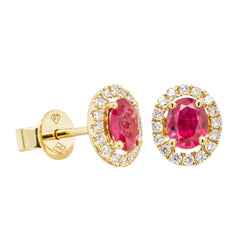 18ct Yellow Gold .71ct Ruby & Diamond Earrings - Earrings - Walker & Hall