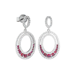 18ct White Gold .50ct Ruby & Diamond Drop Earrings - Earrings - Walker & Hall