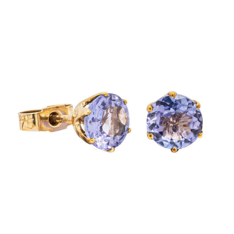 Deja Vu 9ct Yellow Gold Tanzanite Stud Earrings-Earrings-Walker & Hall