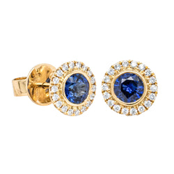 18ct Yellow Gold 1.10ct Sapphire & Diamond Isla Earrings - Earrings - Walker & Hall