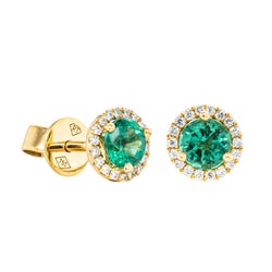 18ct Yellow Gold .54ct Emerald & Diamond Earrings - Earrings - Walker & Hall