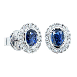 18ct White Gold 1.39ct Sapphire & Diamond Isla Earrings - Earrings - Walker & Hall