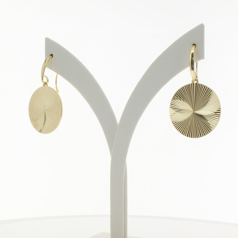 9ct Yellow Gold Reflections Hook Earrings-Earrings-Walker & Hall