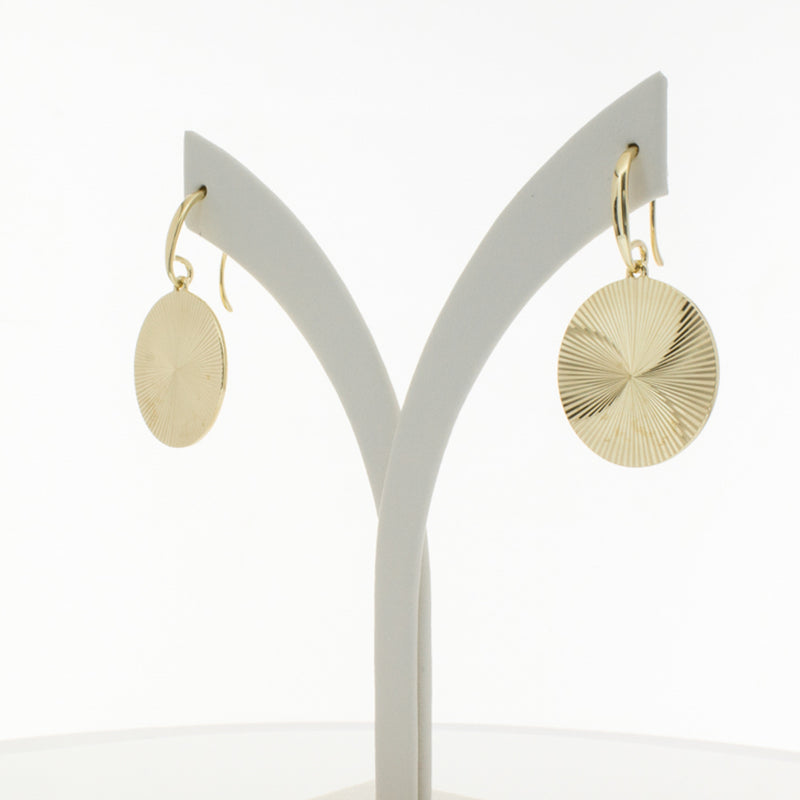 9ct Yellow Gold Reflections Hook Earrings-Earrings-Walker & Hall