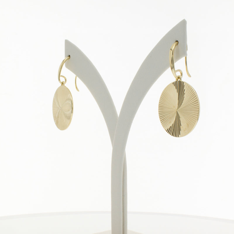9ct Yellow Gold Reflections Hook Earrings-Earrings-Walker & Hall