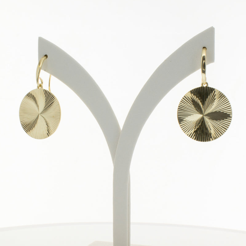 9ct Yellow Gold Reflections Hook Earrings-Earrings-Walker & Hall