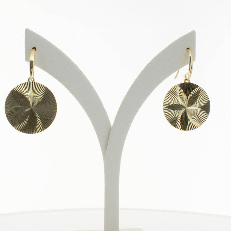 9ct Yellow Gold Reflections Hook Earrings-Earrings-Walker & Hall