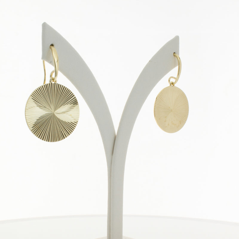 9ct Yellow Gold Reflections Hook Earrings-Earrings-Walker & Hall