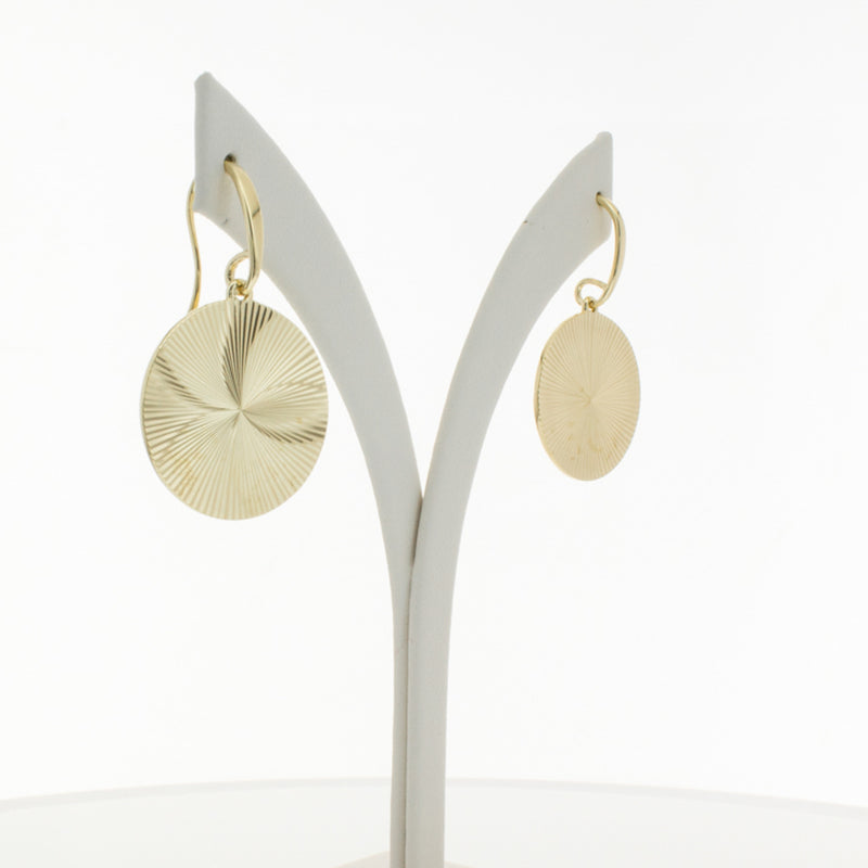 9ct Yellow Gold Reflections Hook Earrings-Earrings-Walker & Hall