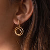 14ct Yellow Gold Textured Circle Hook Earrings - Walker & Hall