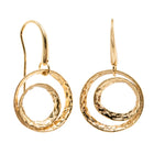 14ct Yellow Gold Textured Circle Hook Earrings - Earrings - Walker & Hall