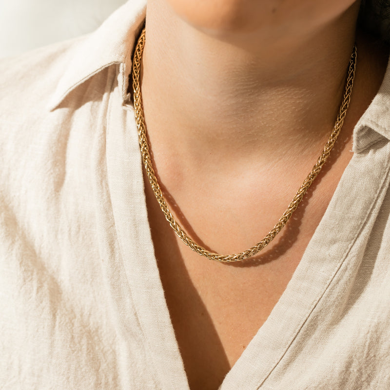 9ct Yellow Gold Fine Wheatsheaf Necklace-Necklace-Walker & Hall