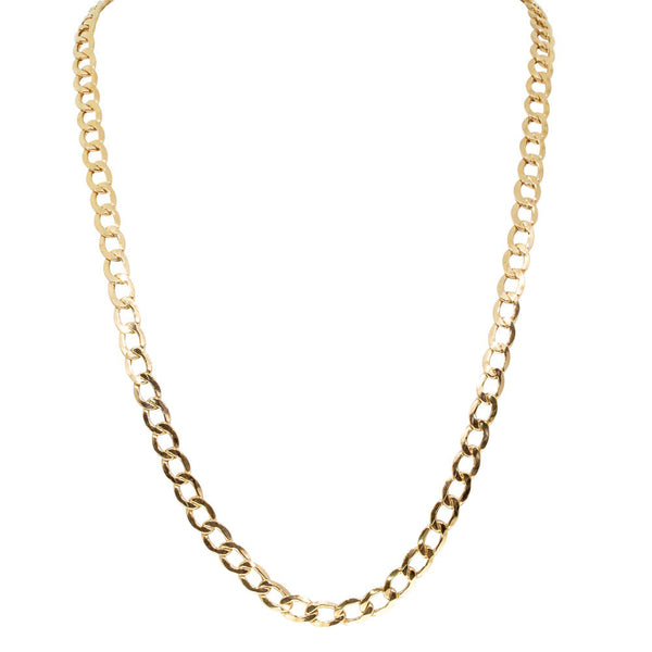 9ct Yellow Gold Flat Bevelled Curb Link Chain - Necklace - Walker & Hall