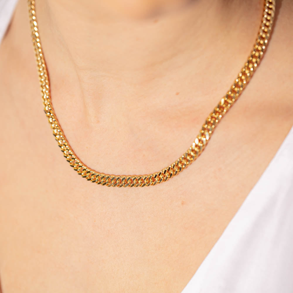Minimalist Black Bead Golden Double Chain Necklace