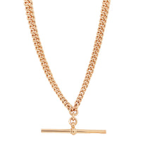 Vintage 9ct Rose Gold Curb Link Fob Chain-Necklace-Walker & Hall