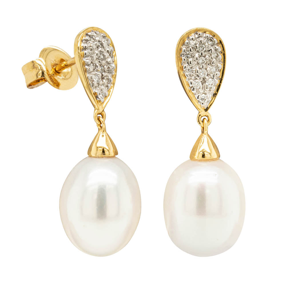 Teardrop 9ct Gold Drop Pearl Earrings  Simply Pearls