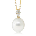 18ct Yellow Gold 13mm South Sea Pearl & Diamond Necklace - Walker & Hall