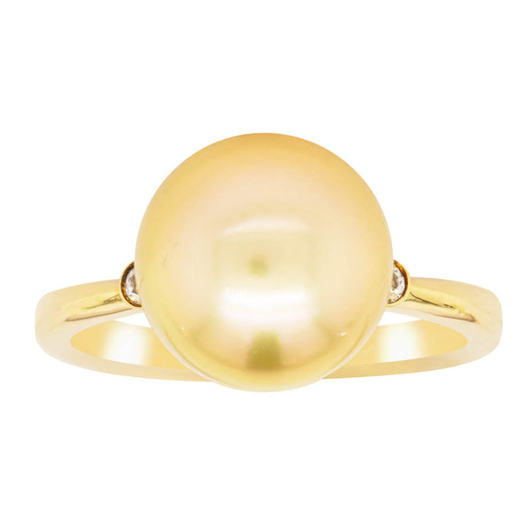 18ct Yellow Gold 10.8mm South Sea Pearl & Diamond Ring - Walker & Hall