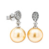 18ct White Gold Yellow South Sea Pearl & Diamond Earrings - Earrings - Walker & Hall