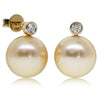 18ct Yellow Gold 11.7mm South Sea Pearl & Diamond Earrings - Walker & Hall