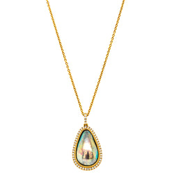 18ct Yellow Gold Paua Pearl & Diamond Pendant - Necklace - Walker & Hall