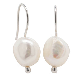 9ct White Gold Baroque Freshwater Pearl Drop Earrings - Walker & Hall