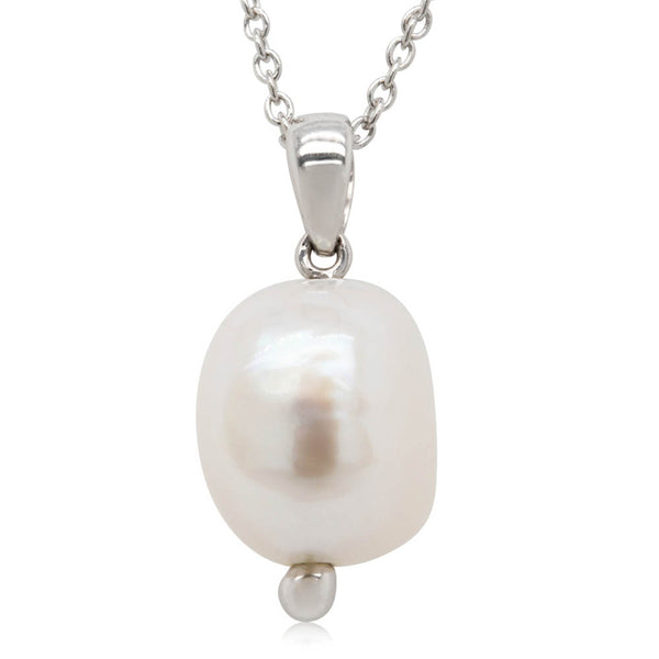 9ct White Gold Baroque Freshwater Pearl Pendant - Walker & Hall