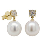 18ct Yellow Gold 11mm South Sea Pearl & Diamond Galaxy Earrings - Walker & Hall
