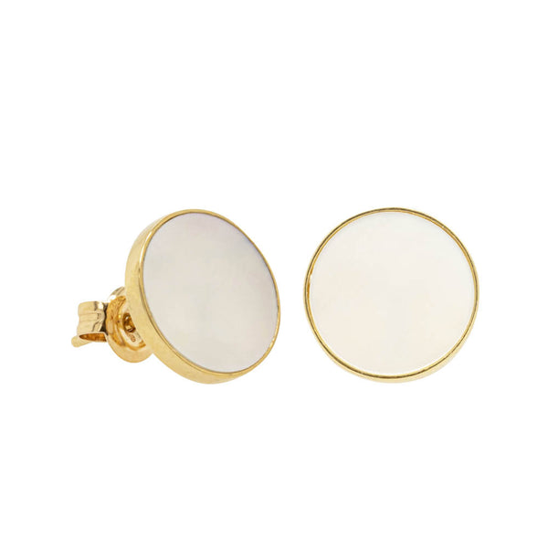 9ct Yellow Gold Mother Of Pearl Gaia Stud Earrings - Walker & Hall