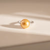 18ct White Gold 11.3mm Golden Pearl & Diamond Ring - Walker & Hall