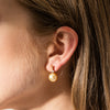 18ct Yellow Gold 11.3mm Golden Pearl & Diamond Earrings - Walker & Hall
