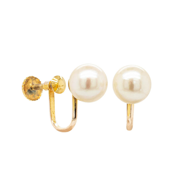 Deja Vu 14ct Yellow Gold Akoya Pearl Earrings - 7.5mm - Earrings - Walker & Hall