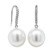 18ct White Gold South Sea Pearl & Diamond Drop Earrings - Earrings - Walker & Hall