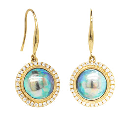 18ct Yellow Gold Paua Pearl & Diamond Earrings - Earrings - Walker & Hall