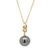 18ct Yellow Gold 12mm Tahitian Pearl & Diamond Pendant - Necklace - Walker & Hall