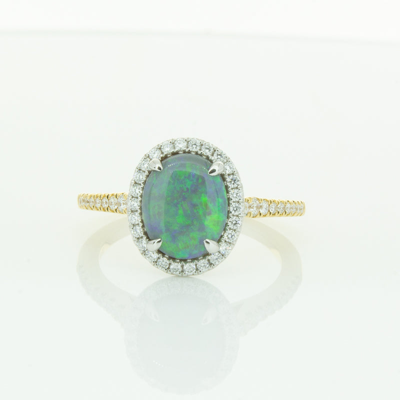 18ct Yellow Gold Opal & Diamond Sierra Ring-Ring-Walker & Hall