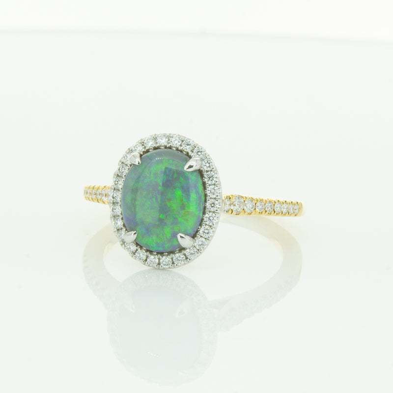 18ct Yellow Gold Opal & Diamond Sierra Ring-Ring-Walker & Hall