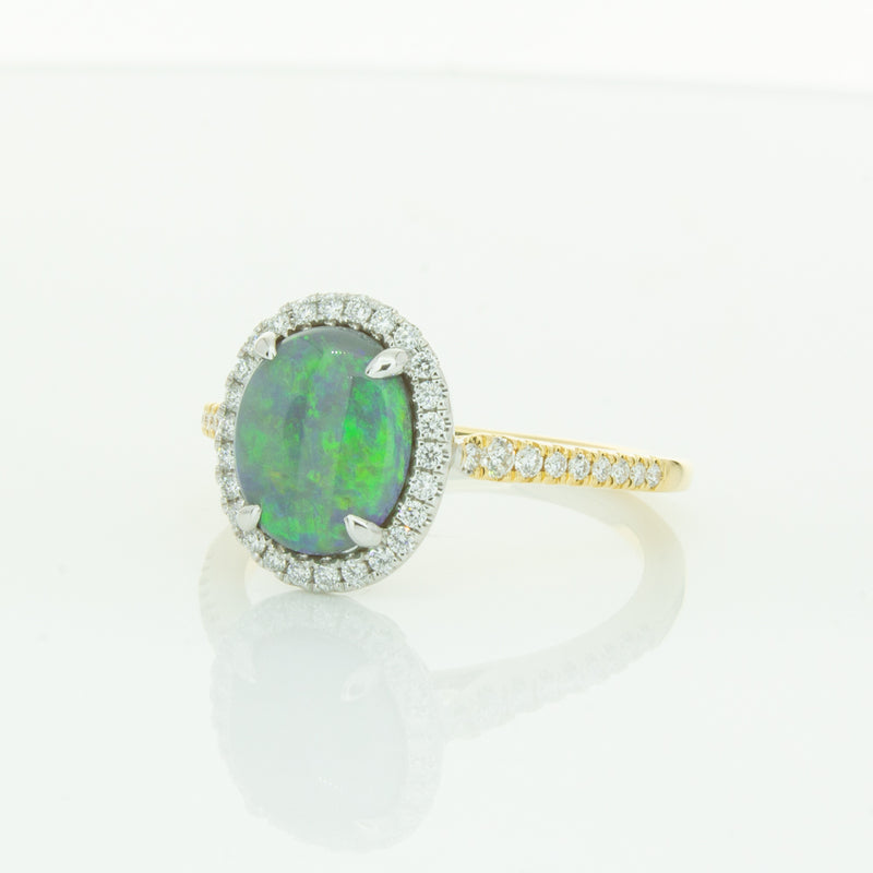 18ct Yellow Gold Opal & Diamond Sierra Ring-Ring-Walker & Hall