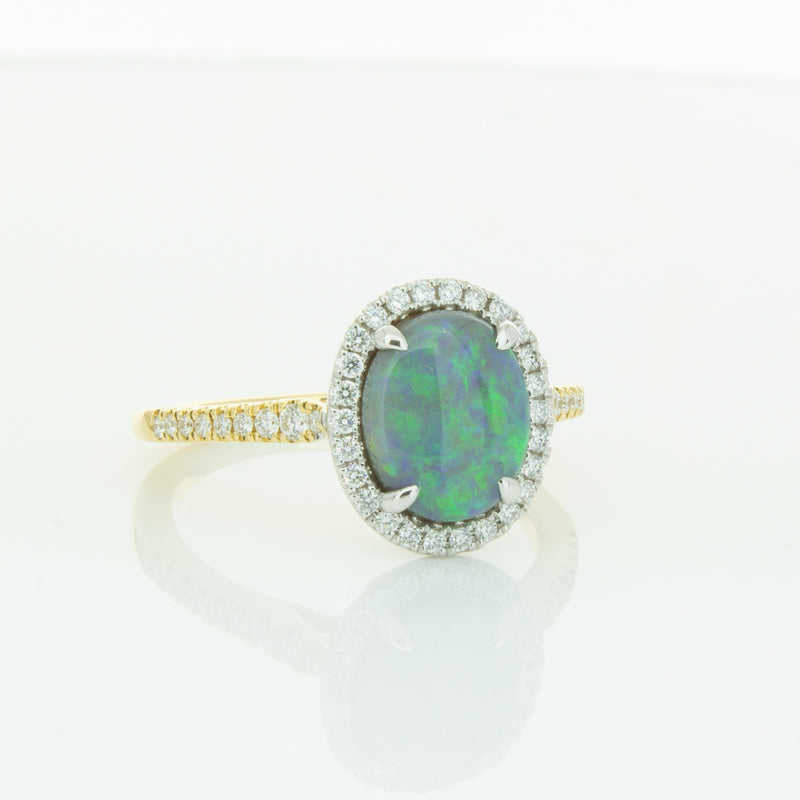 18ct Yellow Gold Opal & Diamond Sierra Ring-Ring-Walker & Hall
